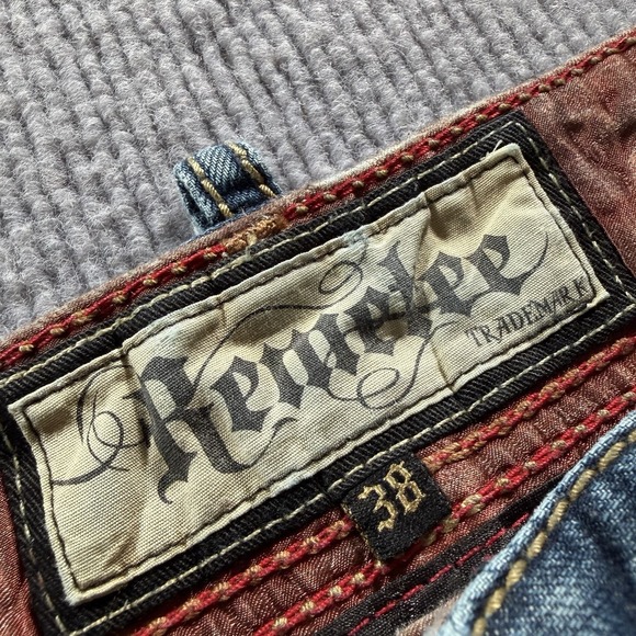 Remetee Rampart Distressed Mens Jeans Y2K‎ 38x34 Button Fly Straight Fit - Picture 4 of 10